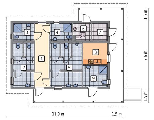 Rzut parteru POW. 65,0 m²