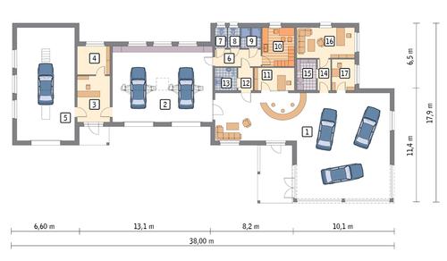 Rzut parteru POW. 378,8 m²