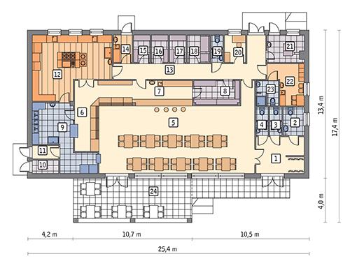 Rzut parteru POW. 287,7 m²