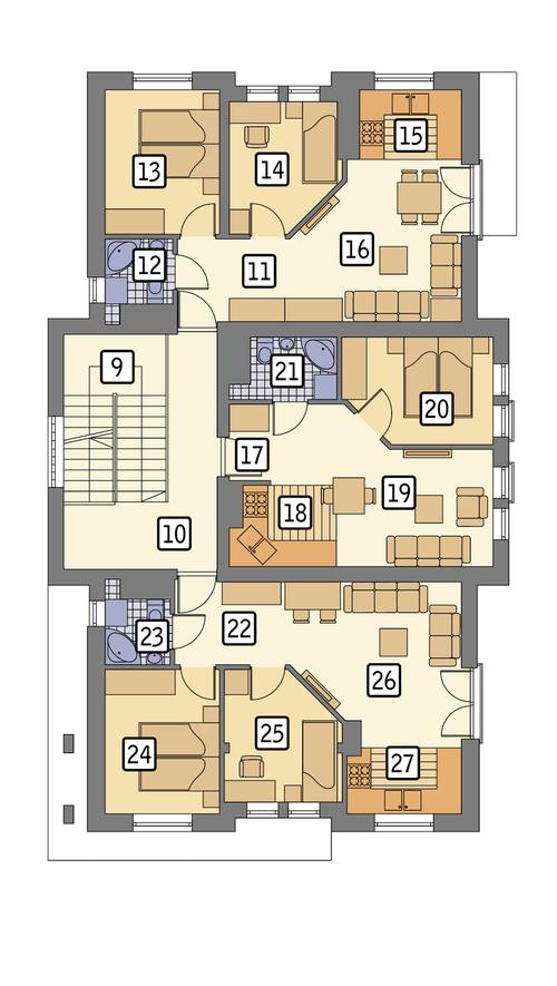 Rzut piętra: piętro I POW. 152,5 m²