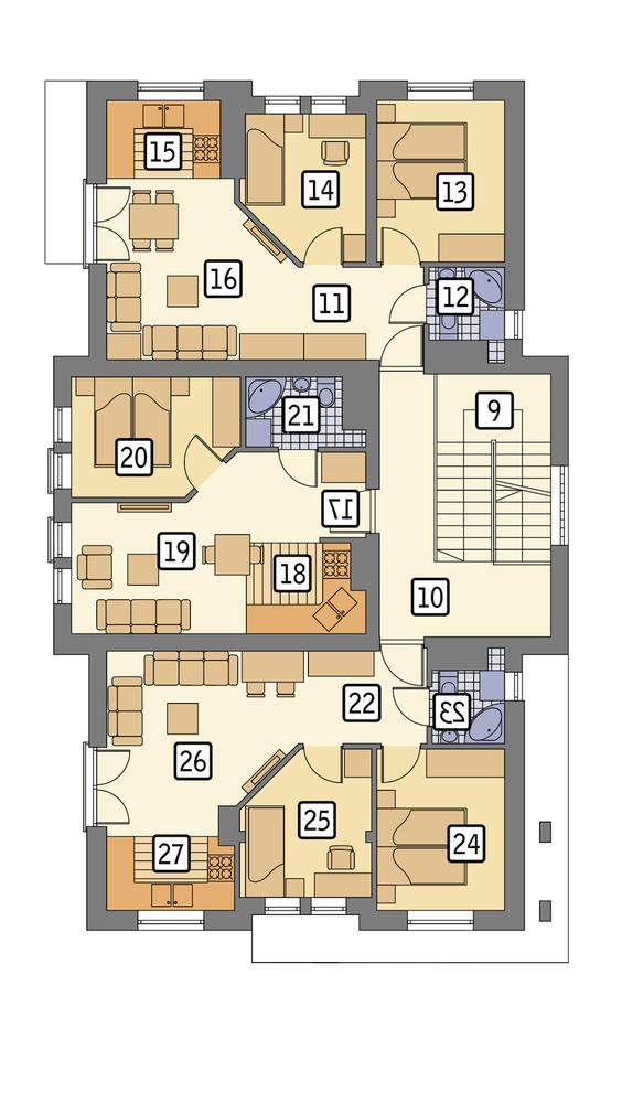 Rzut piętra lustro: piętro I POW. 152,5 m²