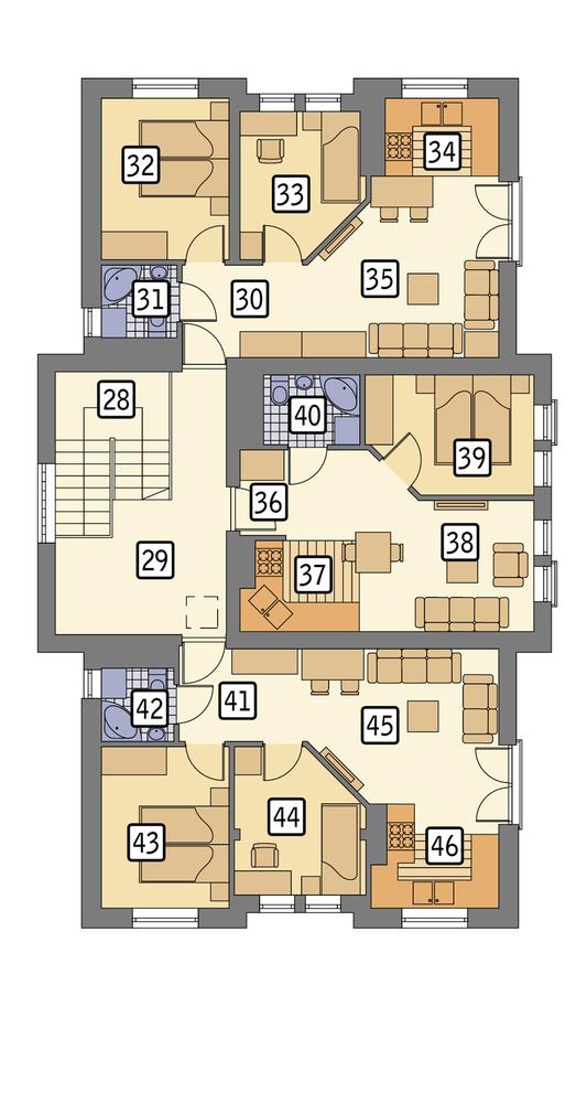 Rzut poddasza: pietro II POW. 157,6 m²