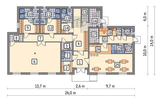 Rzut parteru POW. 255,2 m²