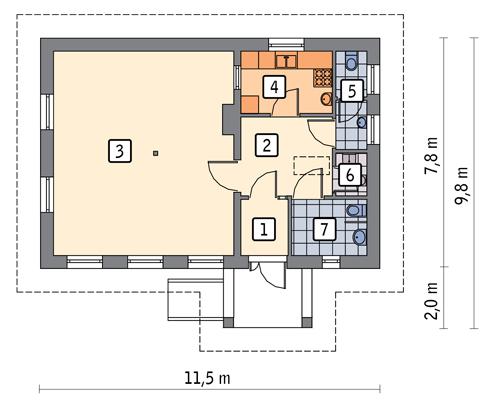 Rzut parteru POW. 69,6 m²