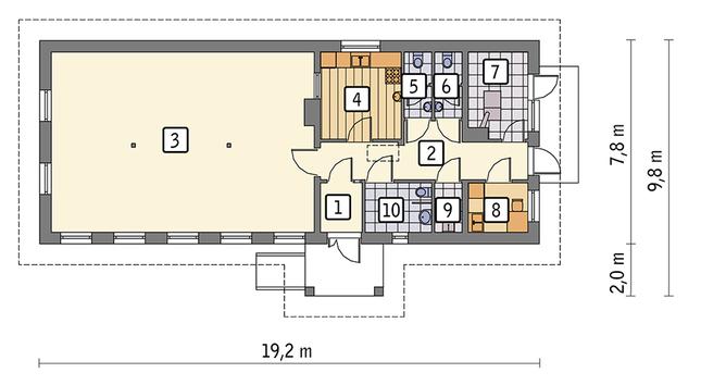 Rzut parteru POW. 118,2 m²