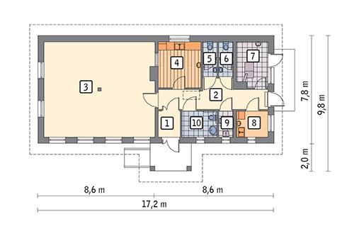Rzut parteru POW. 104,5 m²