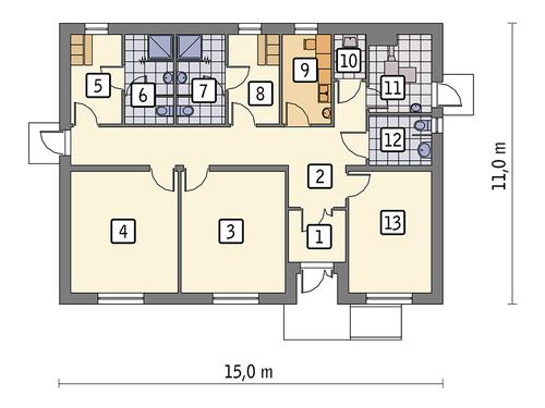 Rzut parteru POW. 127,9 m²