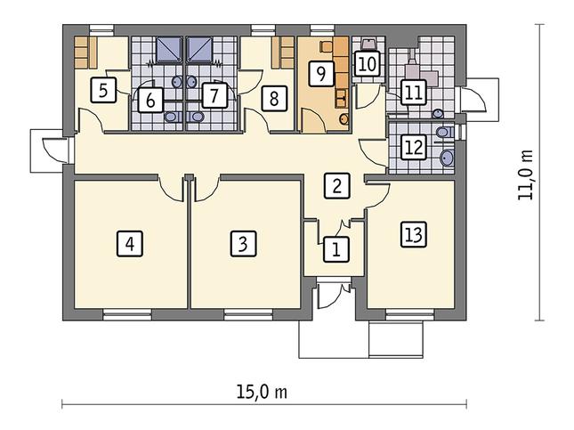 Rzut parteru POW. 127,9 m²