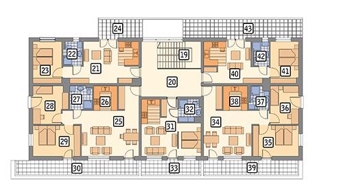 Rzut piętra POW. 329,0 m²