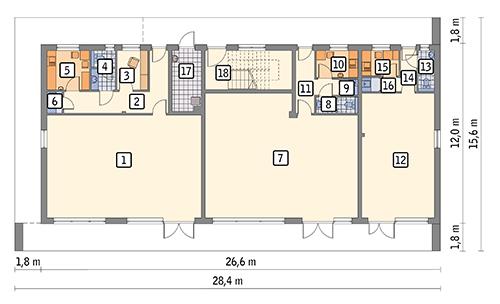 Rzut parteru POW. 266,5 m²