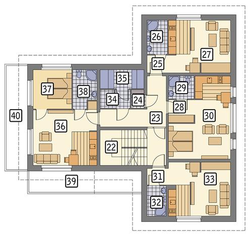 Rzut piętra POW. 187,0 m²