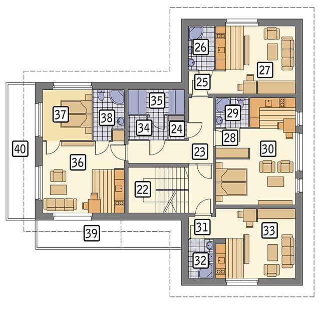 Rzut piętra POW. 187,0 m²