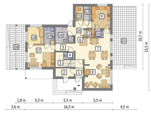 Rzut parteru POW. 159,1 m²