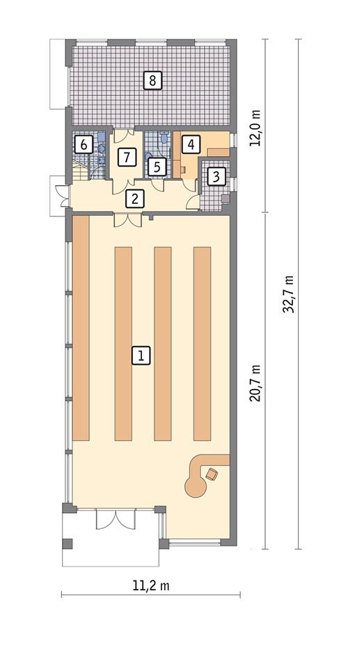 Rzut parteru POW. 294,7 m²