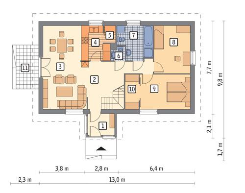 Rzut parteru POW. 83,4 m²
