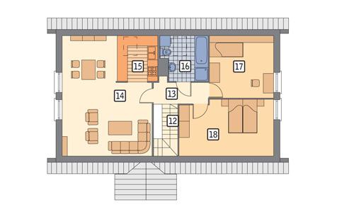 Rzut poddasza POW. 80,8 m²
