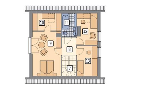 Rzut poddasza POW. 53,8 m²