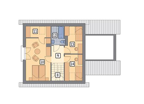 Rzut poddasza POW. 53,8 m²