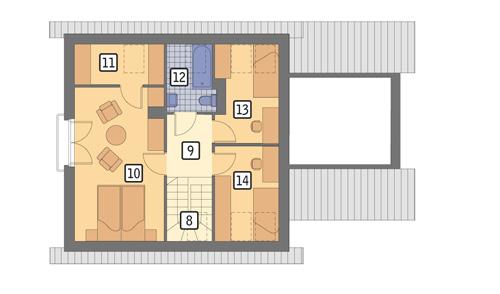 Rzut poddasza POW. 53,8 m²