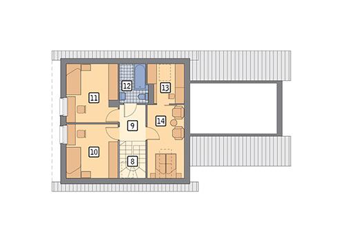 Rzut poddasza POW. 53,8 m²