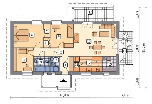 Rzut parteru POW. 100,1 m²