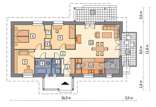 Rzut parteru POW. 100,1 m²