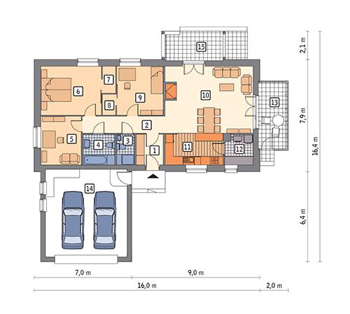 Rzut parteru: wariant 1 POW. 0,0 m²