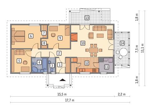 Rzut parteru POW. 98,6 m²