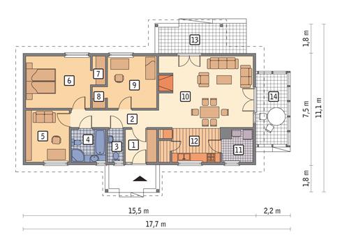 Rzut parteru POW. 98,6 m²
