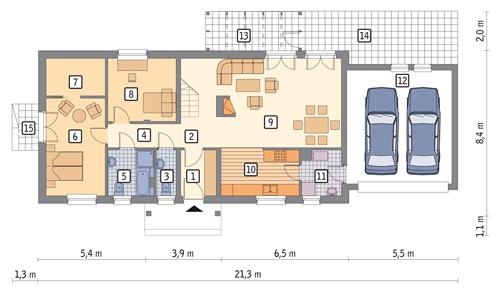 Rzut parteru POW. 122,7 m²