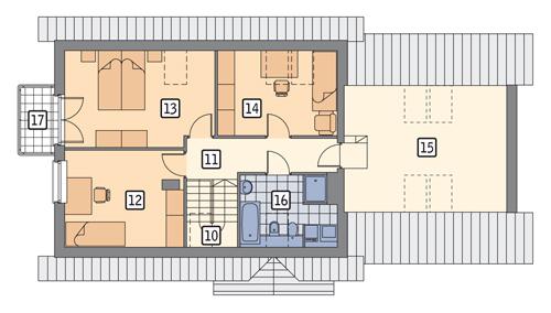 Rzut poddasza POW. 99,9 m²