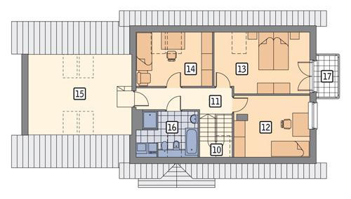 Rzut poddasza lustro POW. 99,9 m²
