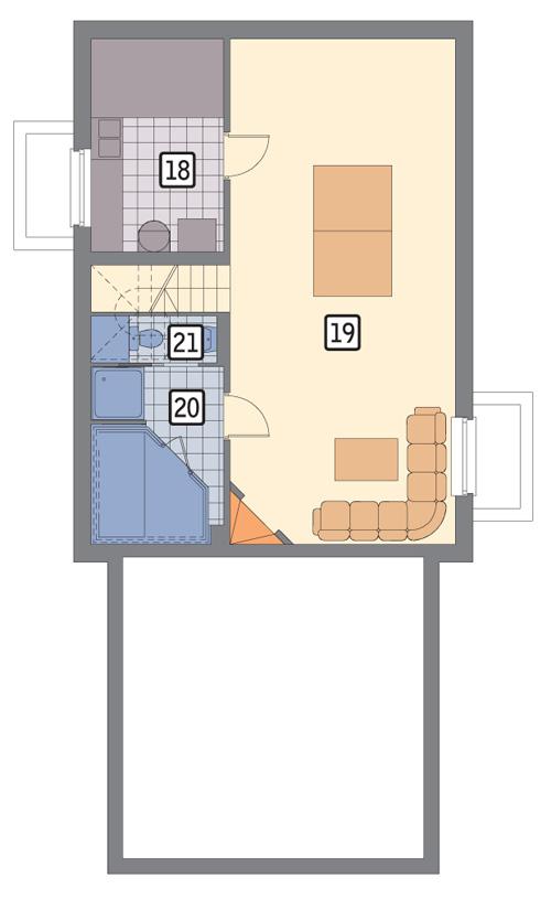 Rzut piwnicy POW. 61,2 m²