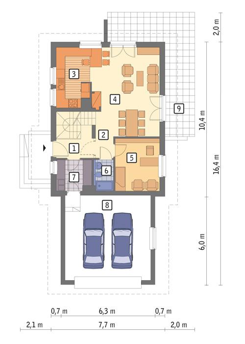 Rzut parteru POW. 97,7 m²