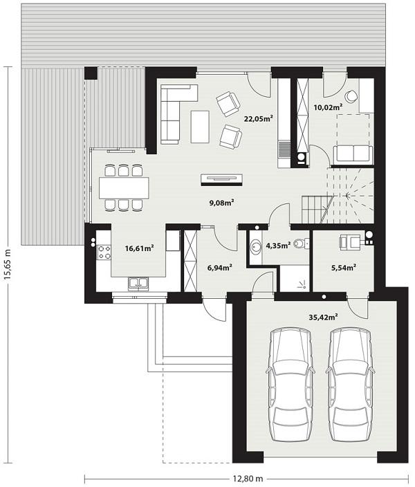 Rzut parteru POW. 110,0 m²