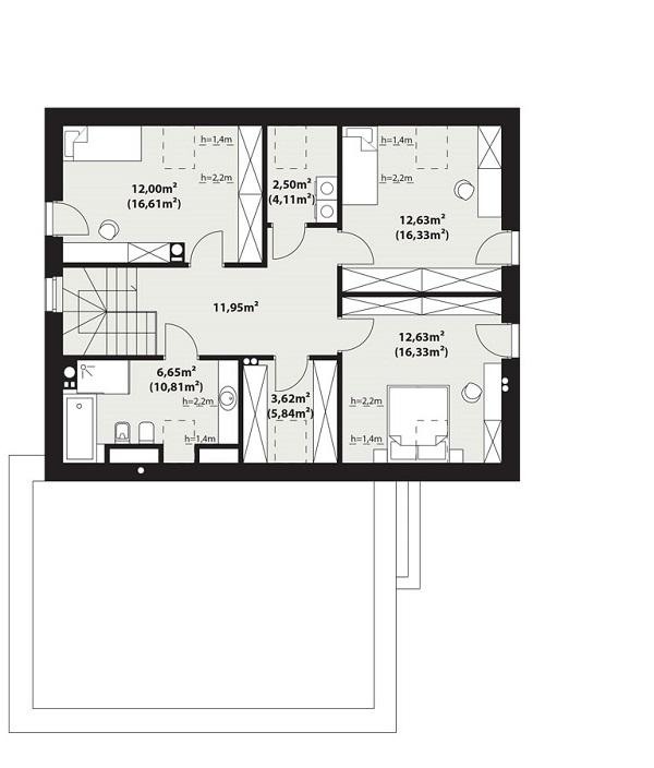 Rzut poddasza lustro POW. 82,0 m²