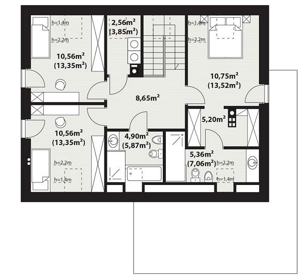 Rzut poddasza POW. 70,9 m²