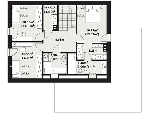 Rzut poddasza POW. 70,9 m²