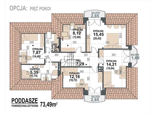 Rzut poddasza POW. 107,5 m²
