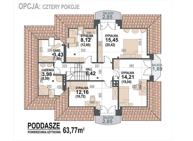 Rzut poddasza POW. 93,0 m²