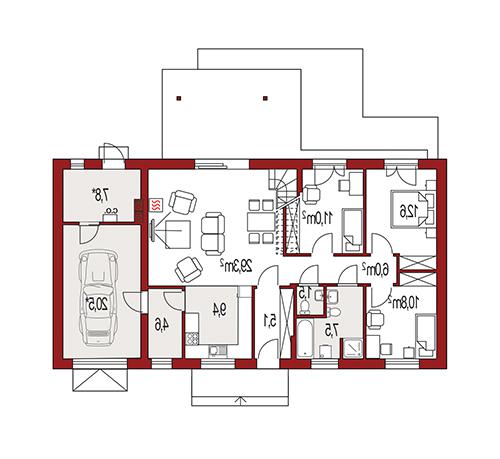 Rzut parteru lustro POW. 0,0 m²
