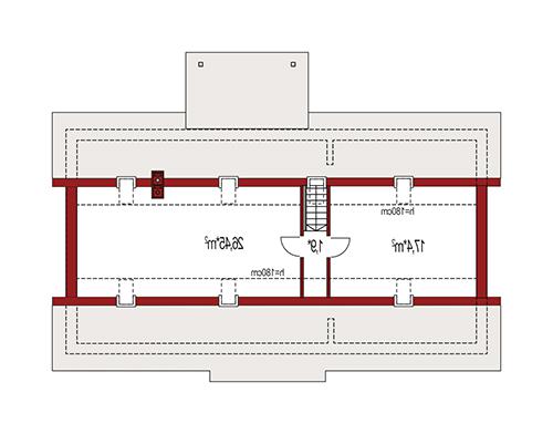 Rzut poddasza lustro: do indywidualnej adaptacji (35,0 m2 powierzchni użytkowej)
