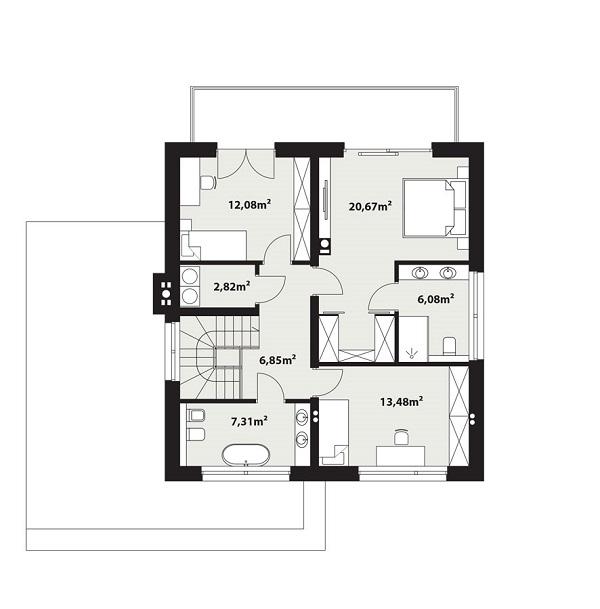 Rzut piętra POW. 69,3 m²