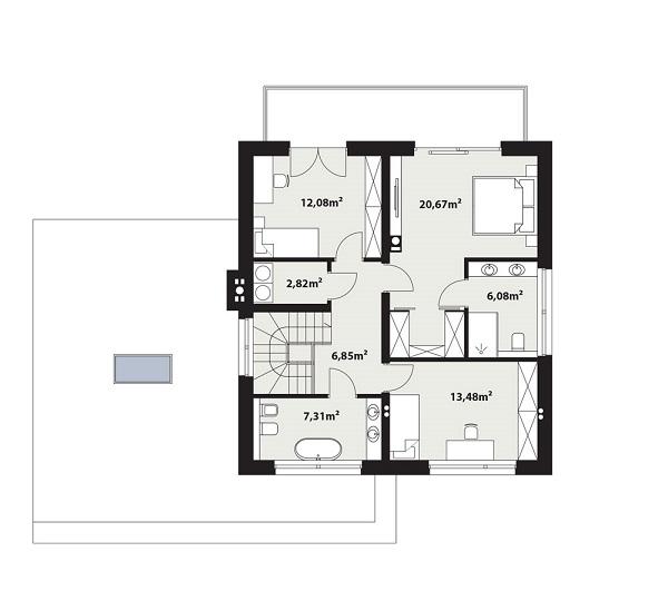 Rzut piętra POW. 69,3 m²