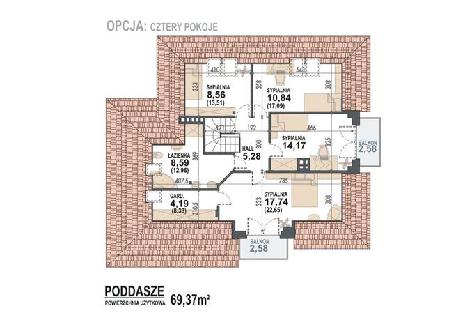 Rzut poddasza POW. 94,0 m²