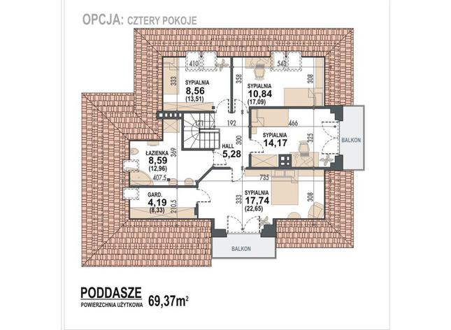 Rzut poddasza POW. 82,8 m²