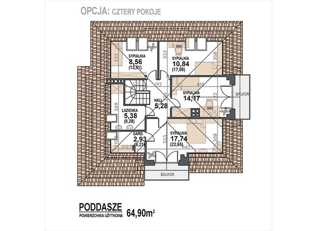 Rzut poddasza POW. 87,2 m²