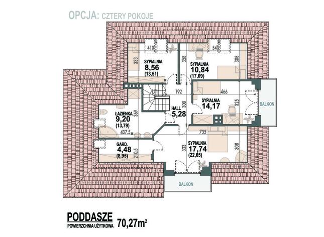 Rzut poddasza POW. 95,4 m²