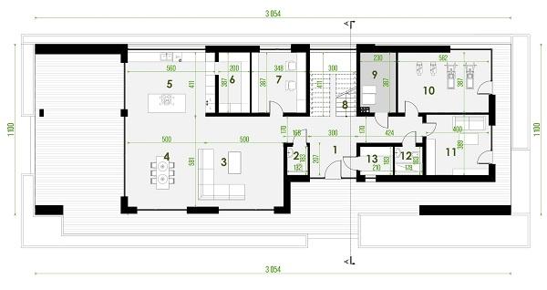 Rzut parteru POW. 192,2 m²
