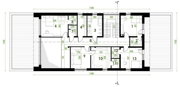 Rzut piętra POW. 141,4 m²